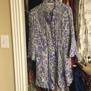 Coldwater Creek Linen Batik tunic top XS